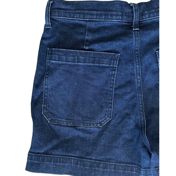 J. Crew Button Fly Denim Shorts Patch Pockets Dark Wash Blue Jean Size 27 - Picture 7 of 10